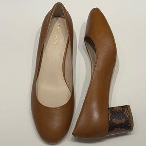 NWOB Cole Haan Women's Leather Brown Block Heel Shoes Size 8.5